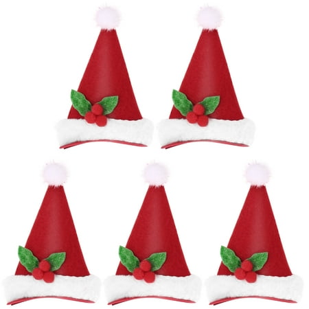 LUOEM 5PCS Christmas Hair Clip Cute Adorable Xmas Hat LED Hair Barrettes Hair Pins Headdress for Women Girls Ladies