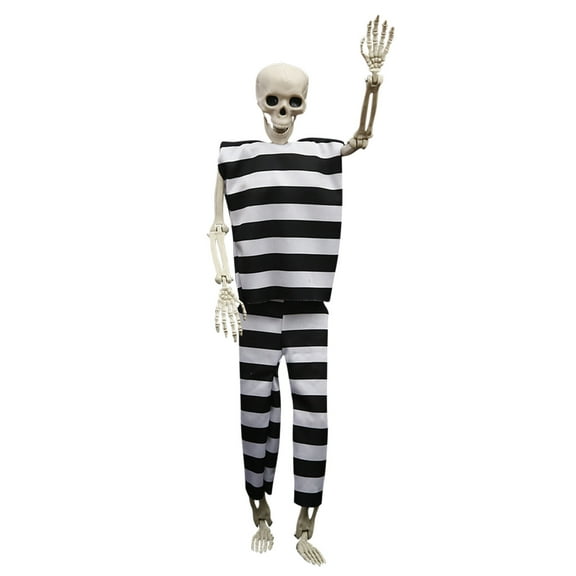 Halloween Skeleton Life Size Prisoner Human Skeleton 15.75inch Full Body Posable Human Skeleton Bones Decorations with Movable Joints for Indoor Outdoor Halloween Props Decorations