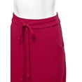 thumbnail image 4 of A2Y Women's Drawstring Waist Side Pockets Rayon Maxi Skirt Burgundy S, 4 of 4