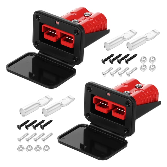 2Pcs 175A Flush Mounted Plug Connectors Portable Batteries Quick Connect/Disconnect Plug Kit with Cover for Car Motorhome Boat Winch