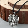 thumbnail image 2 of PikaLF Wings Necklace for Men, Norse Viking Wings Sword Cross Pendant Necklace with 19.7” Chain, Vintage Angel Totem Amulet Necklace, Hip Hop Necklace, Punk Cross Wings Jewelry Gift for Men, 2 of 4