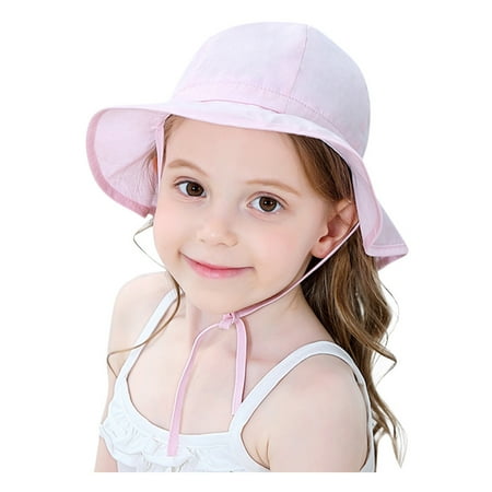 

Childrens Hat Ruffles Candy Solid Cap Upf 50+ Beach Hat Pink