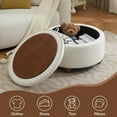 thumbnail image 6 of 30Inch Round Storage Ottoman with Tray, Modern Tufted Fabric Circle Coffee Table with Storage, Upholstered Ottoman with Removable Top for Living Room, Bedroom, Beige, 6 of 7