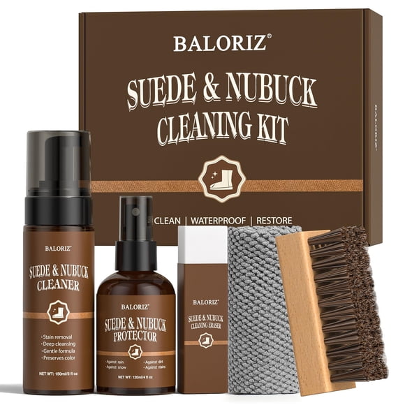 Set de 5 piezas de gamuza y nobuck Care Kit Boloriz con limpiador y protector