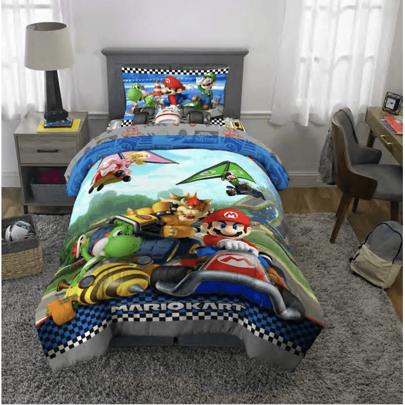 Franco Kids Super Mario Soft Twin Size Comforter, 64" W x 86" L