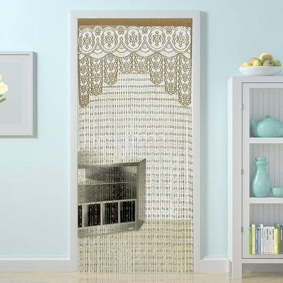 Zhuge 1Pcs Macrame Lace Door Curtain - Room Divider for Doorways and Closets - Bohemian Window Panel with String Decoration for Bedrooms ，39×79in,Champagne