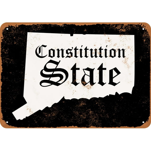 9 x 12 METAL SIGN - Connecticut State 5 (Dark Background) - Vintage Rusty Look