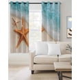thumbnail image 4 of Summer Cyan Blackout Curtains for Bedroom Living Room, Teal Beach Scenery Seaside Starfish Coastal 45 In Long Thermal Insulated Room Darkening Drapes Grommet Window Treatments, 42 x 45 In, 4 of 9