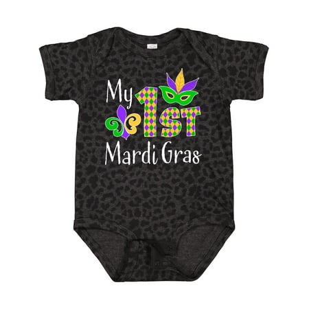 

Inktastic My 1st Mardi Gras with Mask Gift Baby Boy or Baby Girl Bodysuit