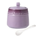 thumbnail image 1 of French Gradient Ceramic Sugar Pot With Lid, Solid Sugar Bowl With Spoon, Porcelain Spice Jar, Kitchen Decoration Storage-Purple, 1 of 9