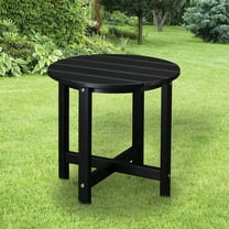 BAYUELSWU Adirondack Side Table, Round HDPE Side Table, Small Outdoor Coffee Table Weather Resistant for Patio, Backyard, Pool (Black)