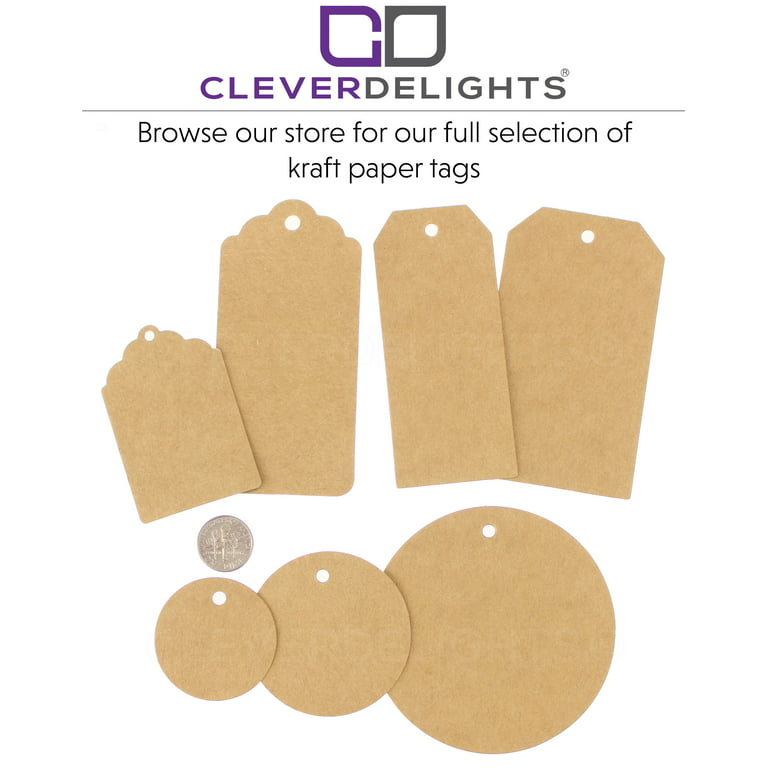 CleverDelights 3 Kraft Gift Tags - 100 Pack - Round Circle Brown Paper  Hang Tag