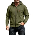 thumbnail image 3 of UVEASISHA Mens Zipper Hoodies Oversized Casual Hooded Sweatshirt Jacket Drop Shoulder Long Sleeve Lightweight Athletic Jackets Loose Fit Workout Clothes Army Green L, 3 of 9
