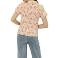thumbnail image 3 of INSPIRE CHIC Women's Summer Casual Notched Lapel Button Up Short Sleeves Floral Shirt XS Pink, 3 of 5