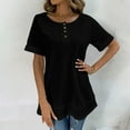 thumbnail image 6 of Short Sleeve Blouse Pure Color V Neckline Casual Fitted Short Sleeve Blouse for Lady Girl Summer Black L, 6 of 8