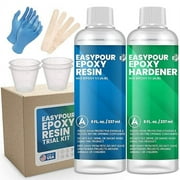 EPE EasyPour Epoxy 16 Oz Kit - Crystal Clear High Gloss Resin and Hardener, 2 Mixing Cups, Silicone Spatula, Plastic Spreader - Wood Tabletops, Epoxy Countertop Resin, Epoxy Casting and Art Work