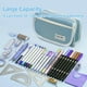 thumbnail image 3 of Estuche de gran capacidad para lápices, bolsa para lápices con 4 compartimentos, organizador portátil de lona con cremallera para niños, niñas, adultos y estudiantes (verde), 3 of 7