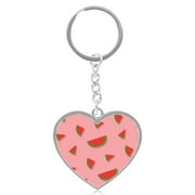 Bestwell Love Heart-shaped Double-sided Keychain Watermelon Slices Personalized Keyrings Handbag Charm Decoration Valentine's Day Gift for Couple