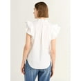 thumbnail image 3 of Free Assembly Women's and Women's Plus Size Button Front Ruffle Shirt, Sizes XS-4X, 3 of 4