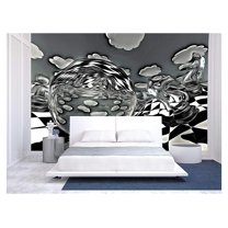wall26 - Surreal Chess Board Landscape in Black and White - Removable Wall Mural | Self-Adhesive Large Wallpaper - 100x144 inches