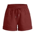 thumbnail image 6 of VBVC Women's Drawstring Elastic Waist Shorts,Straight Leg Breathable Shorts For Women,Ladies Summer Casual Comfy Hiking Shorts with Pockets,Wine,S-2XL, 6 of 7