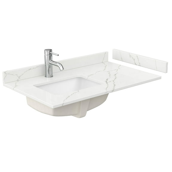 Wyndham Collection WCFQCB36STOPUNSGT 36" Quartz Vanity Top - Giotto Quartz