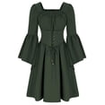 thumbnail image 2 of Clothing Female Princess Female Bell Sleeve Dress Female Retro Palace Peasant Gothic Ball Dress-Blue-L, 2 of 7