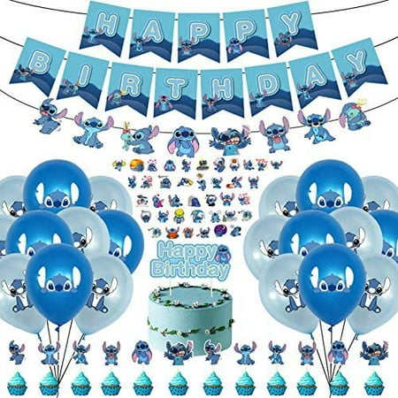 78 pièces fournitures de fête d'anniversaire pour Lilo et Stitch comprend  une bannière de fête