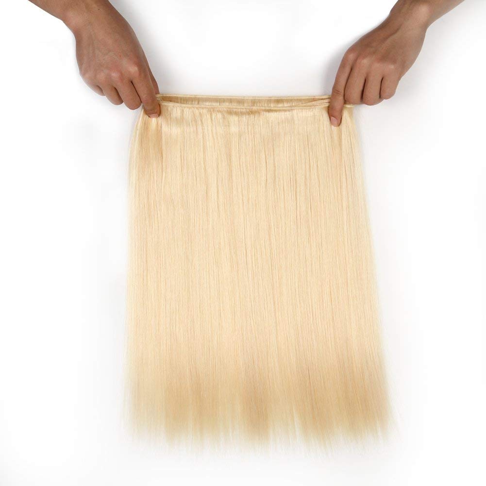 12A Human Hair Bundle 613 Blonde 20 22 24 Inch 3 Straight Bundle Real Hair Unprocessed Brazilian Remy Undyed Perm Hairpiece Hair Growth Quick Weave Shiny Bundle