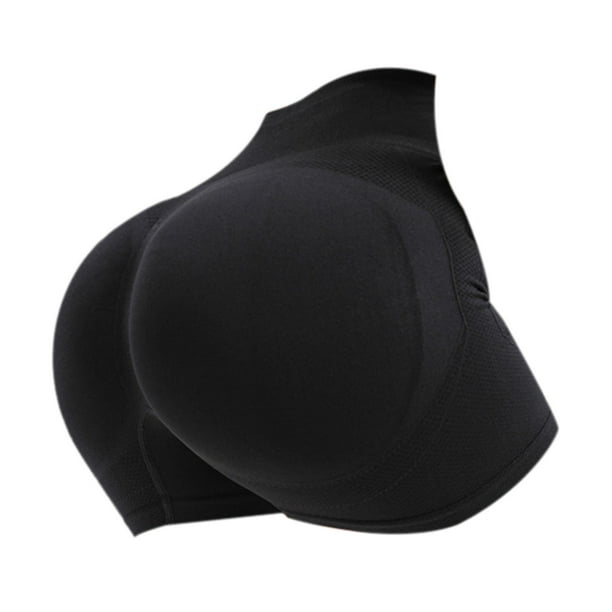Pantalones cortos deportivos sin costuras para mujer, pantalones push up de cadera, para correr, control de abdomen, gimnasio Negro L