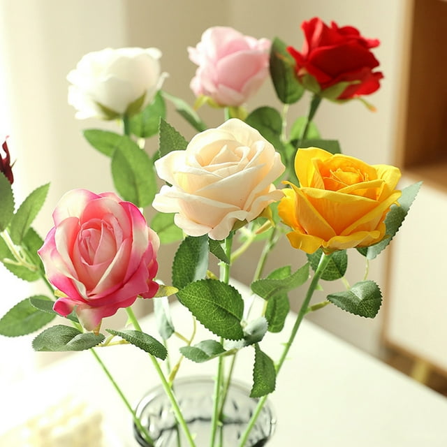 Plantas Artificiales De Plástico Paquete De 5 Ramos De Flores Artificiales Para Bodas En Casa, Flores Decorativas Multiusos De Plástico En Beige, 48cm Rkxzt