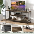 thumbnail image 5 of PAPROOS LED TV Stand for 55 Inch TV, Entertainment Center with Power Outlets, TV Cabinet with 2 Open Storage Shelves and Metal Frame, Media Console Table for Living Room, Office, Brown, 5 of 8