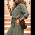thumbnail image 4 of Camisa de Playa de Larga para Mujer, Blusa, Traje de Baño, Cuello Abotonado Verde Oscuro L, 4 of 9