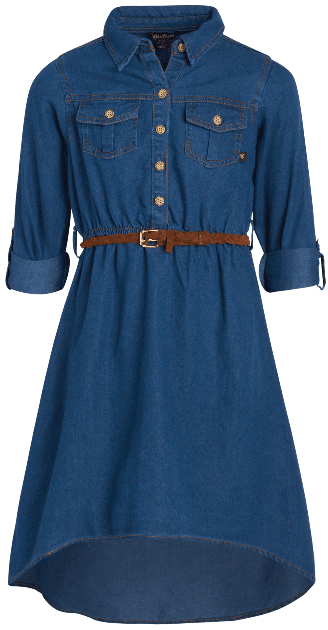 dELiA*s Girls' Dress - Belted Boho Denim Peasant Jean Dress for Girls ...