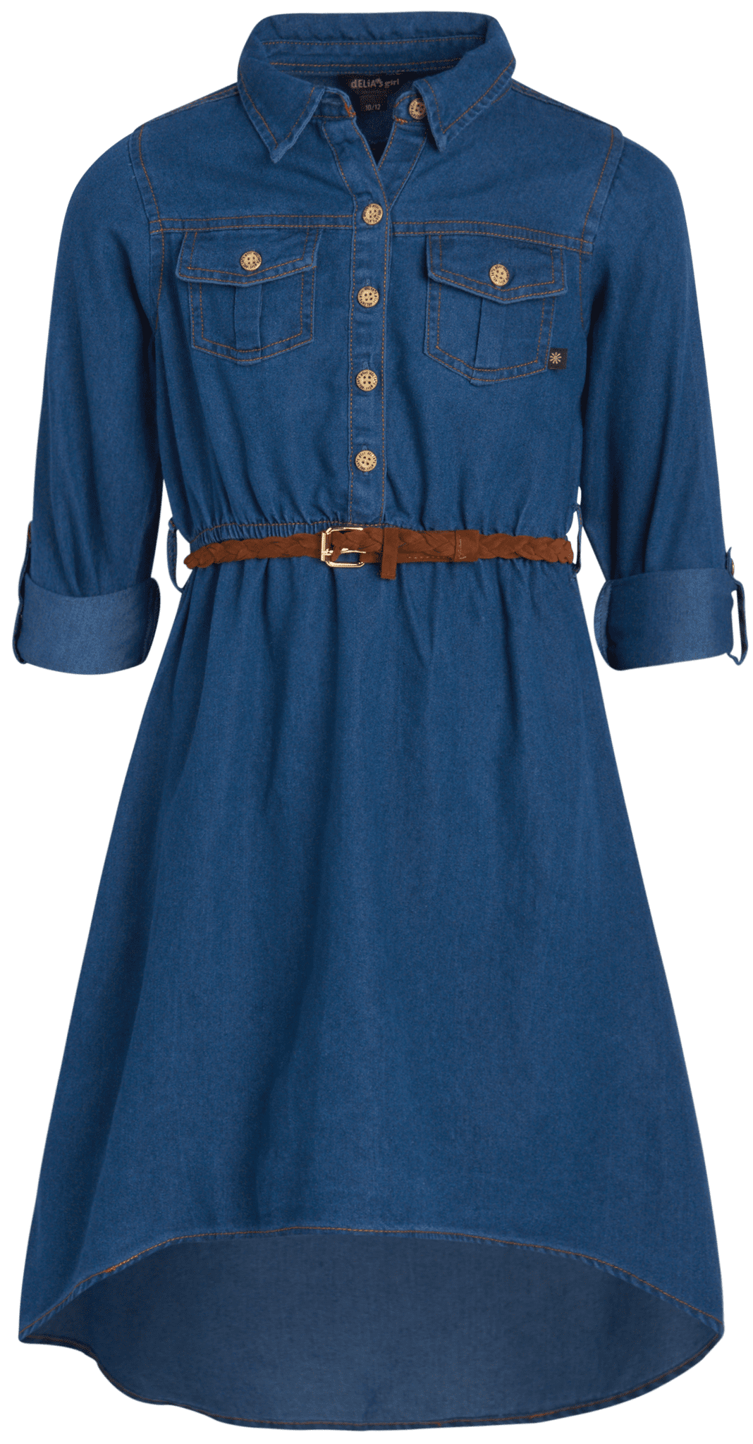 DELiA s Girls Dress Belted Boho Denim Peasant Jean Dress For Girls 