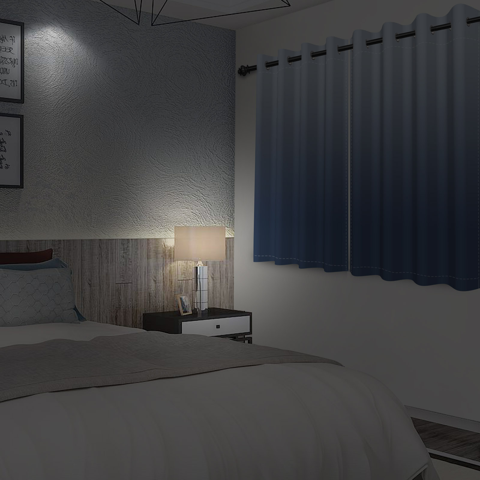 Nanqianyi Gray Blue Gradient Blackout Curtains with Grommet, Room Darkening Window Drapes for Living Room/Bedroom,2 Panels, 42x63 inches