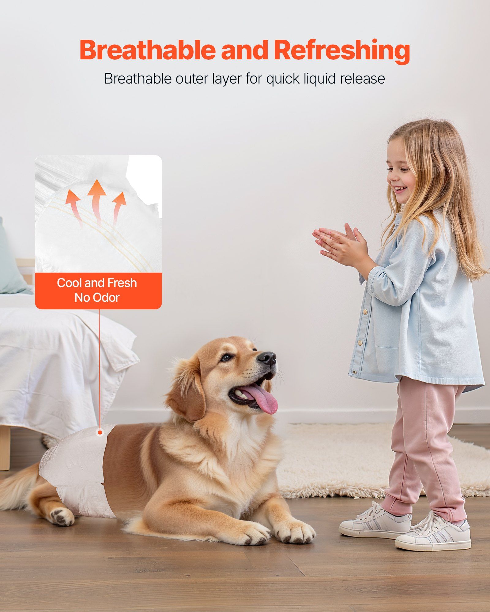 Disposable Dog Diapers Super Absorbent Female Dog Diapers 360 Degree Leak Proof Pet Diaper with Wetness Indicator for Heat Period Training Incontinence Medium Size 144 Count 2 Packs of 72