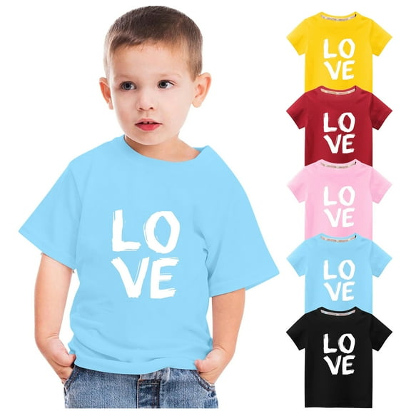 Zwiiyzr Girls Boys Summer Tops Trendy Short Sleeve T-Shirt Casual Crew Neck Daily Shirt for Kids 3-10 Years - Assorted Colors Black