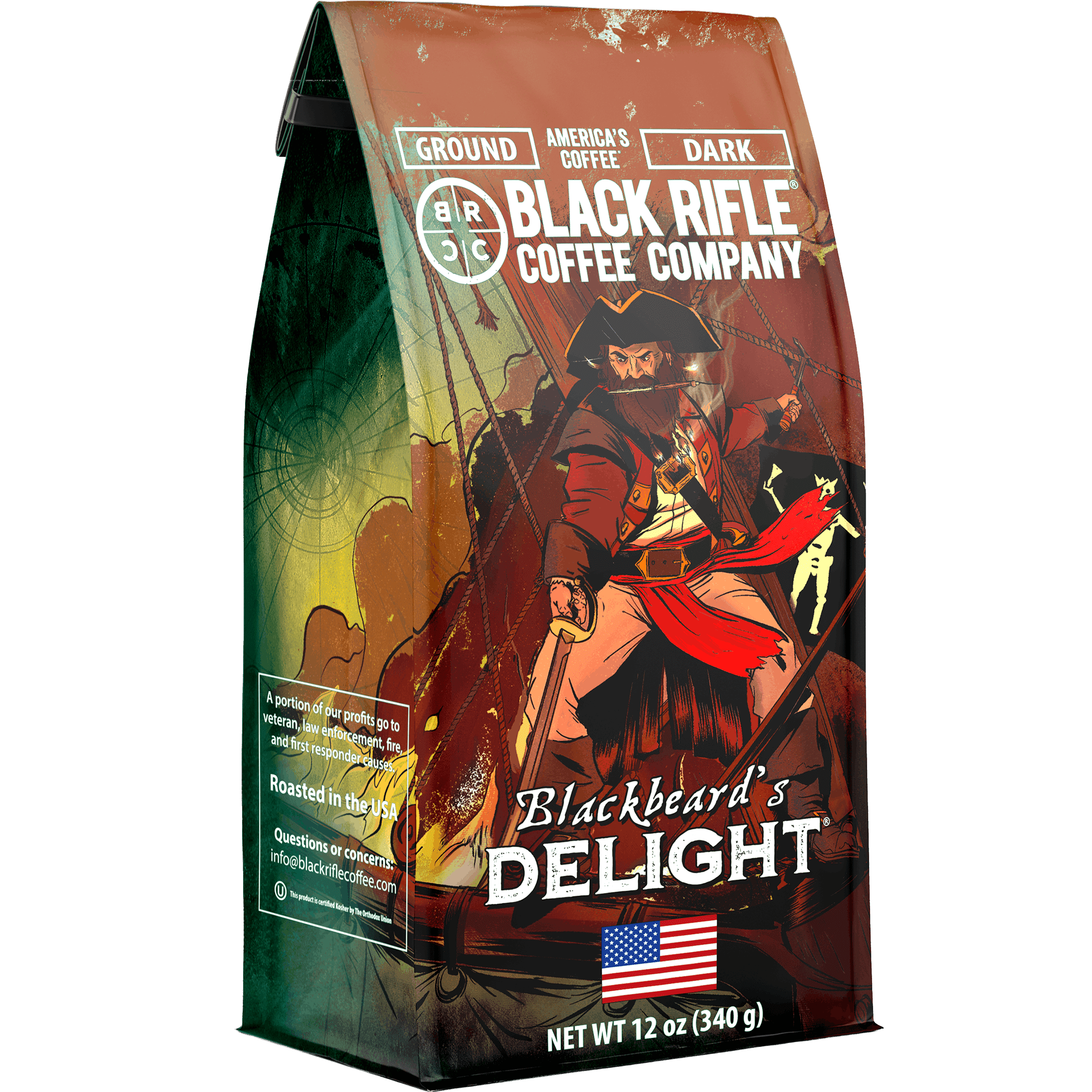 Black Rifle Coffee Company Blackbeard's Delight, Dark Roast, Ground Coffee, 12 oz