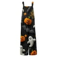 thumbnail image 4 of WTOBBY Women's Sleeveless Cotton Romper with Halloween Print, Casual Overalls Featuring Adjustable Straps, Pockets, Comfy Fit for Summer, Cute and Stylish,BlackL, 4 of 7