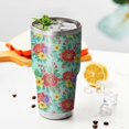 thumbnail image 4 of 30oz Pioneer Flower Floral Print Pattern Tumbler, Double Wall Vacuum Insulated Cup, BPA-Free Leak Proof Lid & Reusable Straws, Hot 12h, Cold 34h, 4 of 6