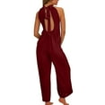 thumbnail image 3 of SRZYMJ Athletic Women's Jumpsuit Stylish Women's Backless Neck Wide Leg Romper Jumpsuit Elegant Evening Party Wear Summer Outfit with Tie Detail for, 3 of 8