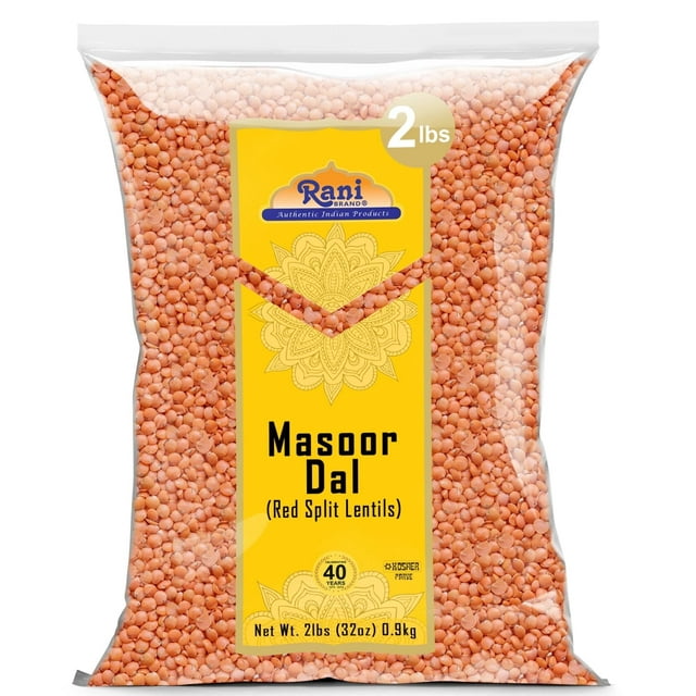 Rani Masoor Dal (Lentilles Rouges Indiennes) Gramme Décortiqué, 32oz (2lbs) 907g - Tout Naturel / Compatible Sans Gluten / non-OGM / Casher / Végétalien / Origine Indienne