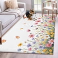 thumbnail image 3 of Area Rug for Living Room, Wild Flowers Non-Slip Indoor Large Carpet for Bedroom/Dining Room, Spring Butterfly Watercolor Country Floral Washable Low-Profile Floor Mat Runner Rugs - 2.7 x 5 Ft, 3 of 7