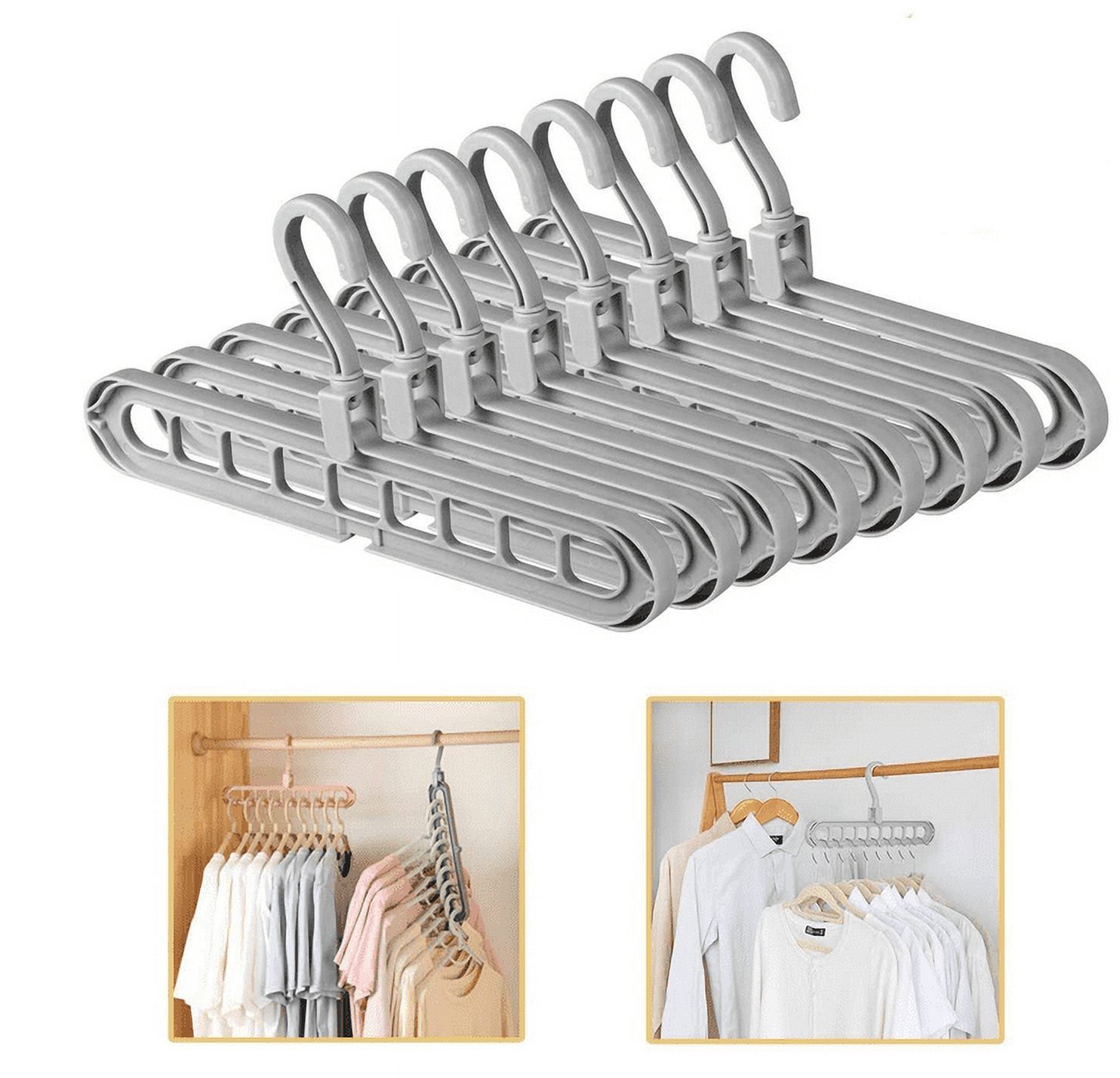 Space Saver Hangers for Clothes Multifunctional Clothes Hangers Closet Organizer Hook Rack - 10 PCS (Gray)