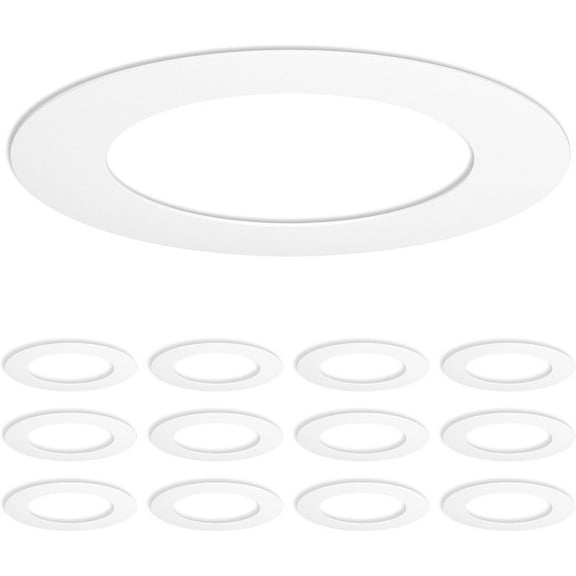 12 Pack Goof Rings for 6 Inch Recessed Lights, Can Light Trim Ring Cover, Outer Diameter 8.6-inch, Inner Diameter 6.2-inch, Durable Plastic Design, White