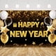 thumbnail image 5 of Telón de fondo de Feliz Año Nuevo Globo de champán Fondo de fotografía con destellos dorados negros Hola 2025 Saludos por el Año Nuevo, 5 of 5