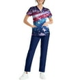 thumbnail image 5 of LHVUOA Fourth of July Scrubs Medical Uniform Women Scrubs Set Stars Stripes Print Scrubs Top and Pants, 5 of 7