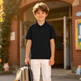 thumbnail image 4 of 2 Pack School Uniform for Kids and Girls Short Sleeve Polo Shirts Soft Breathable Collar with Buttons Golf Polos Performance Uniform Shirts Black 120, 4 of 5