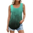 thumbnail image 2 of Jinhomg Womens 2025 Fashion Tank Top Novelty Gradient Color Summer Shirts Plus Size Comfy Sleeveless Crew Neck Ruched Tanks Daily Wear Summer Saving Multicolor XXXXXL, 2 of 5
